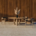mesa de comedor redonda de madera de nogal