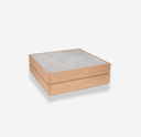 mesa de centro de roble cuadrada con tapa de marmol