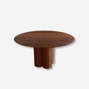 mesa de comedor redonda madera oscura posmoderna