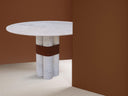 mesa de comedor redonda de marmol blanco dovain studio 
