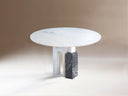 mesa de comedor redonda de marmol blanco y negro dovain studio 