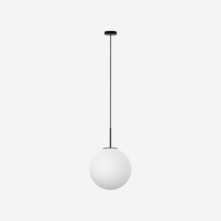 Lámpara Mika Colgante de 30 cm en negro y cristal blanco opalino