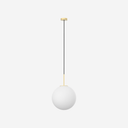 Lámpara Mika Colgante de 30 cm en dorado y cristal blanco opalino