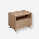 mesa de noche con gabeta y estante de roble para dormitorio