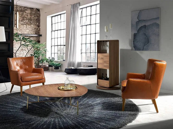 Mueble bar giratorio nogal - Mesa auxiliar - El Workshop - 43x40x128cm