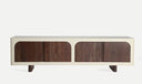 Glaris TV Stand in White and Brown Acacia Wood