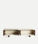 Glaris TV Stand in White and Brown Acacia Wood