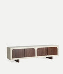 Glaris TV Stand in White and Brown Acacia Wood