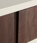 Glaris TV Stand in White and Brown Acacia Wood