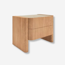mesita de noche curva moderna con gabetas minimalista para dormitorio
