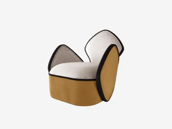 sillon orca dovain studio tapizado beige y amarillo posmoderno