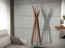 perchero vertical de madera estilo minimalista en acabado nogal natural
