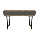 Consola rectangular nogal, madera gris oscuro y acero negro