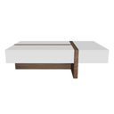 Rectangular coffee table in white and walnut wood