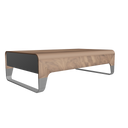 Rectangular walnut and chrome-plated steel coffee table