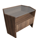 Walnut bedside table with tempered glass top