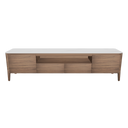 Mueble TV nogal con tapa de cristal imitación mármol