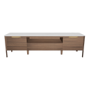 Mueble TV nogal con tapa de cristal imitación mármol