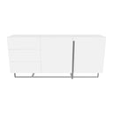Dressoir van wit hout en chroomstaal