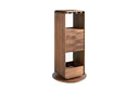 rack giratorio tipo bar en madera natural chapada, ideal para vinos, licores y accesorios

