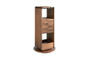 rack giratorio tipo bar en madera natural chapada, ideal para vinos, licores y accesorios

