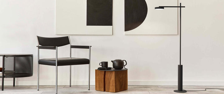 Lámpara Rafaela de Piso 27K - Negro mate en ambiente decorado