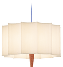 Rain Pendant Lamp - Chestnut wood frame, white shade and blue textile cable