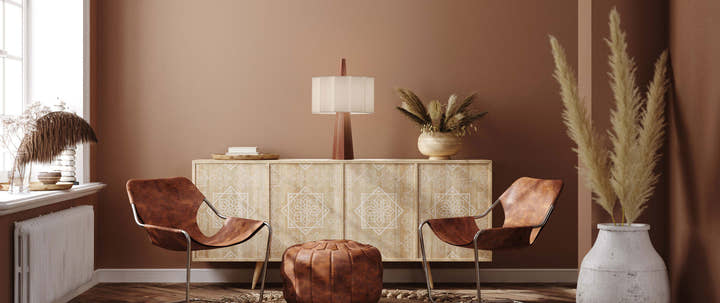 Lámpara Rain de Mesa - Estructura de madera de castaño, pantalla blanca y cable textil azul