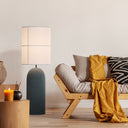 Rania Floor Lamp - Light grey concrete base and white cream shade