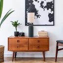 Rania Table Lamp - Light grey concrete base and white cream shade