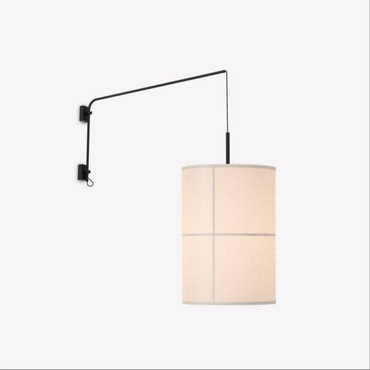 Rania Wall Lamp, Single Arm 38 - Matte black frame and white cream shade