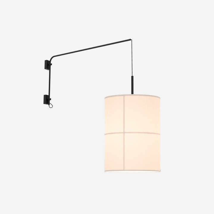 Lámpara Rania de Pared Brazo Simple 38 - Estructura negra mate y pantalla crema blanca sobre fondo gris de estudio