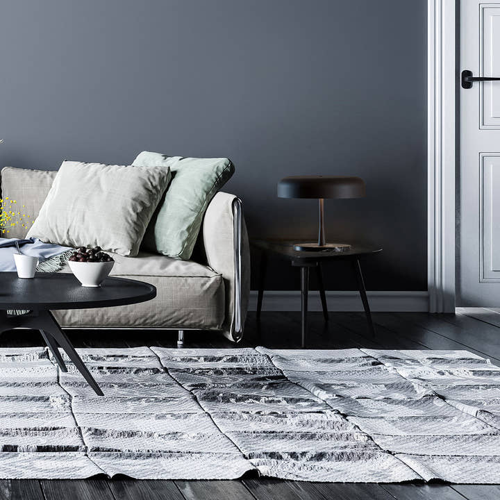 Rea Table Lamp - Dark marble base and matte black shade