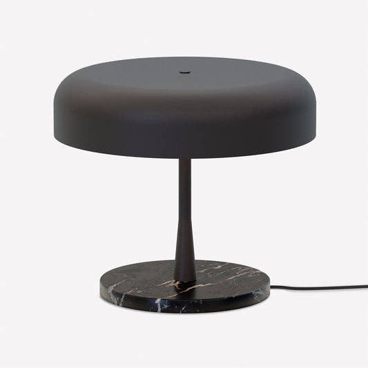 Rea Table Lamp - Dark marble base and matte black shade