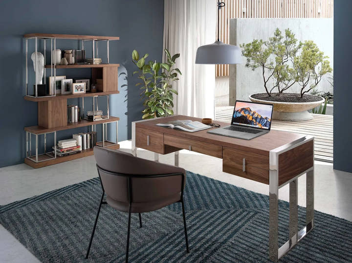 Estantería nogal y acero inoxidable cromado - Estantería - El Workshop - madera - oscura