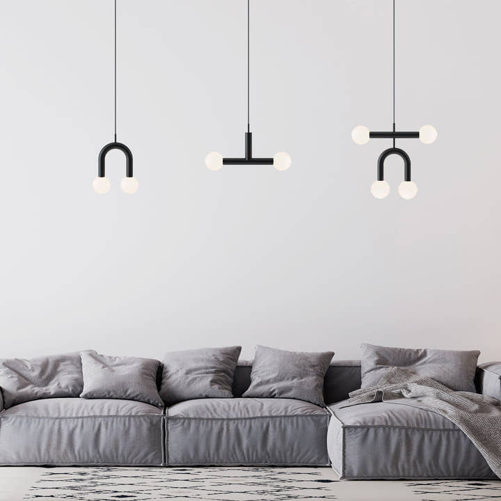 Lámpara Rigoberta Colgante  Duo Super Curvo - Negro mate