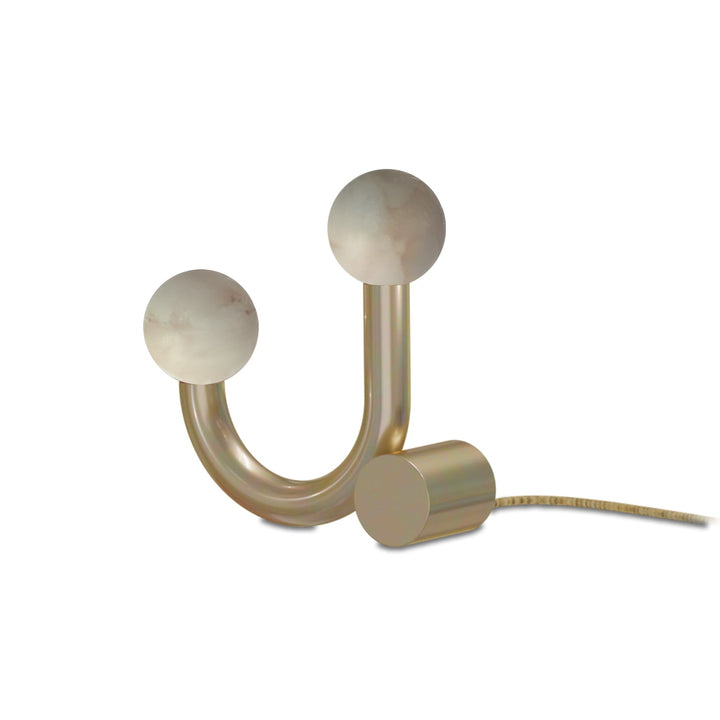 Rigoberta Table Lamp - Gold, gold textile cable and alabaster ball