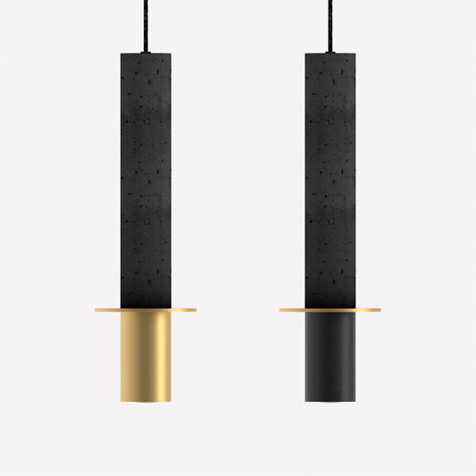 Rita Pendant Lamp - Matte polished brass structure and matte black disc