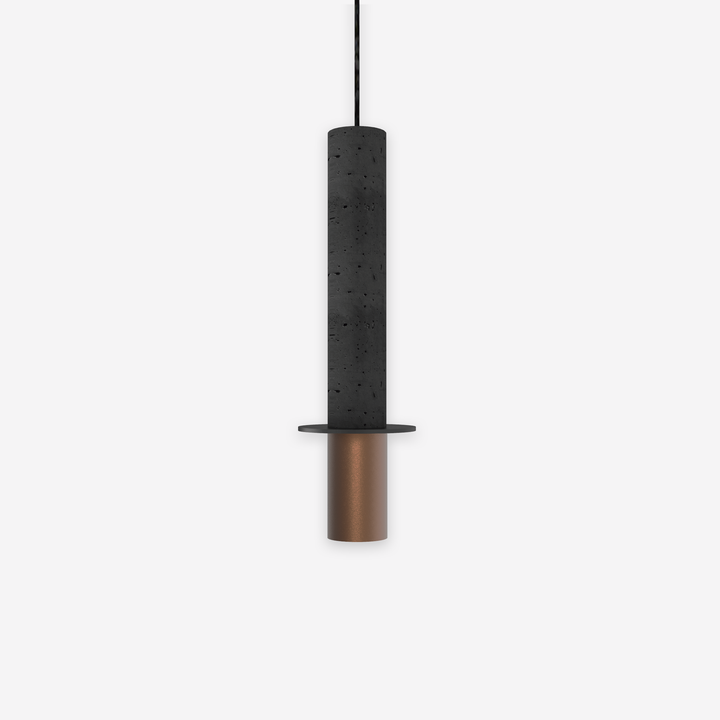 Lámpara Rita Colgante - Estructura bronce y disco negro mate