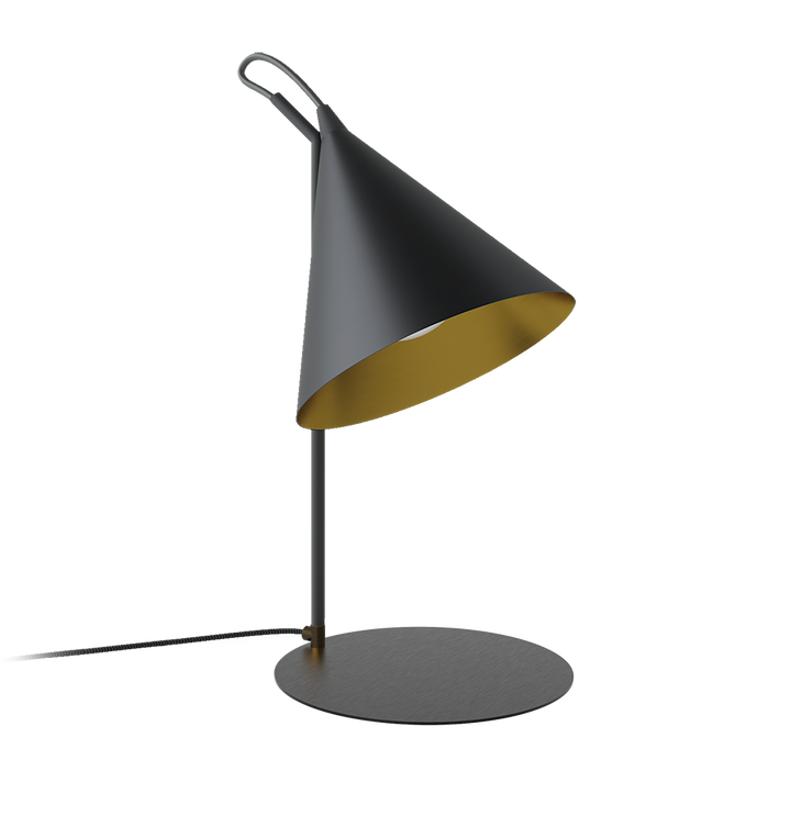 Lámpara Rubi de Mesa - Negro mate y dorado en ambiente decorado