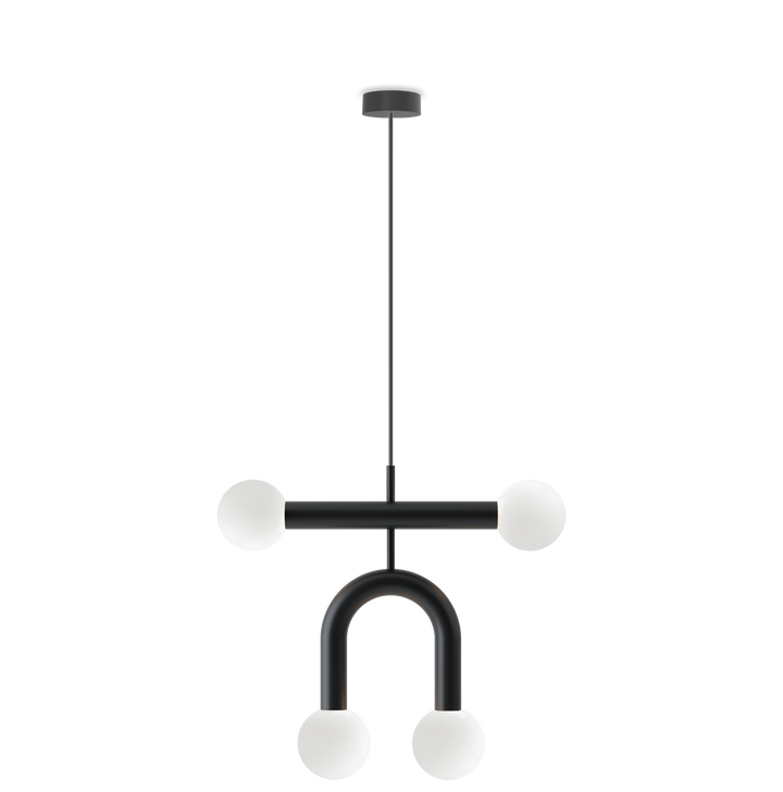 Lámpara Rigoberta Colgante  Duo Super Curvo - Negro mate en ambiente decorado