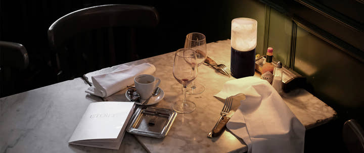 Rock Table Lamp - Dark marble base and alabaster shade