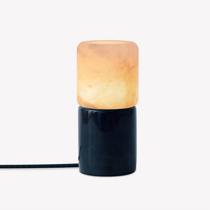 Rock Table Lamp - Dark marble base and alabaster shade