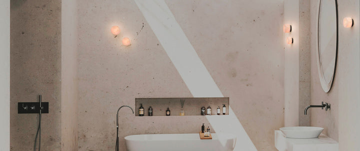 Rock Wall Lamp 14 IP44 - Black base and alabaster shade