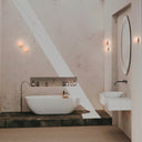 Rock Wall Lamp 9 IP44 - Black base and alabaster shade