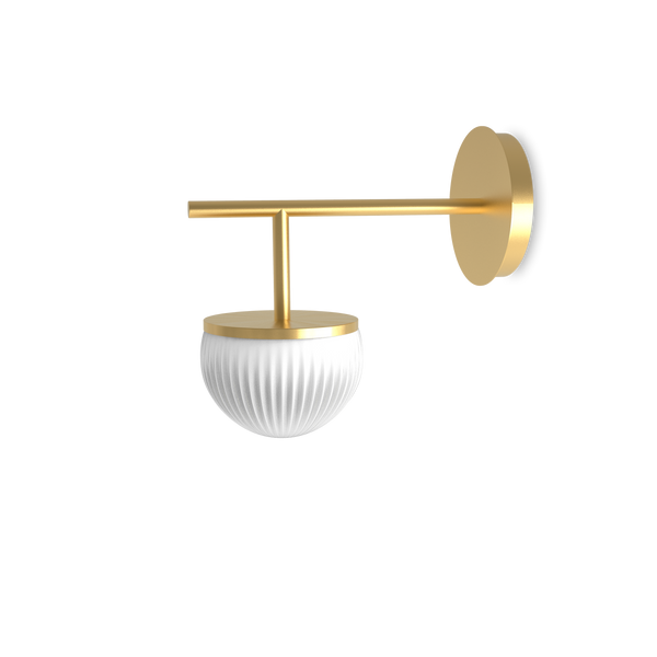 Roi Wall Lamp with Single Arm - Gold Structure and White Opal Glass