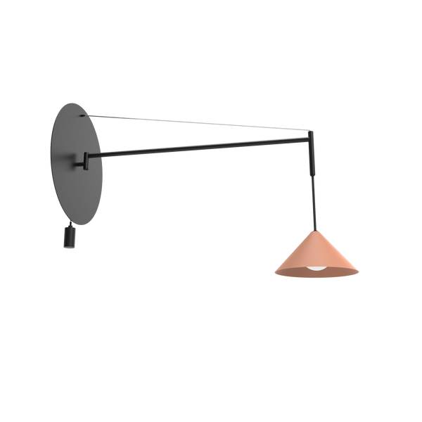 Roma Wall Lamp 60 - Matte black frame and coral shade