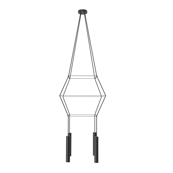 Lámpara Rose Colgante Chandelier Square 40 - Negro mate en ambiente decorado (2)