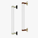 Roseline Wall Lamp 56 - Black base, beige strap and transparent glass shade.