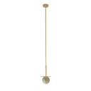 Royal Disc Pendant Lamp - Base and disc in matte polished brass, alabaster ball and gold textile cable